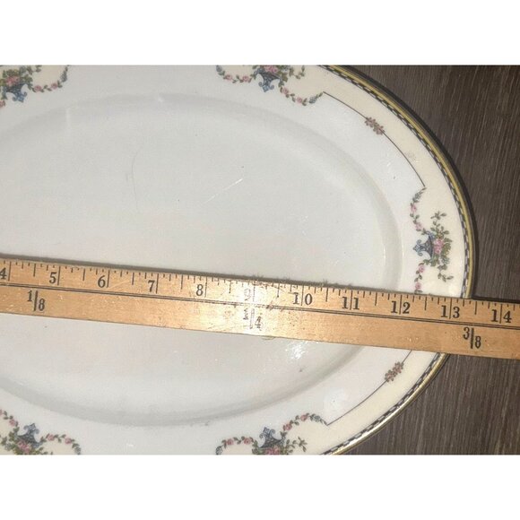 Vintage Noritake Rosemary Floral Porcelain Serving Platter Gold Trim 13.5" - Picture 6 of 7
